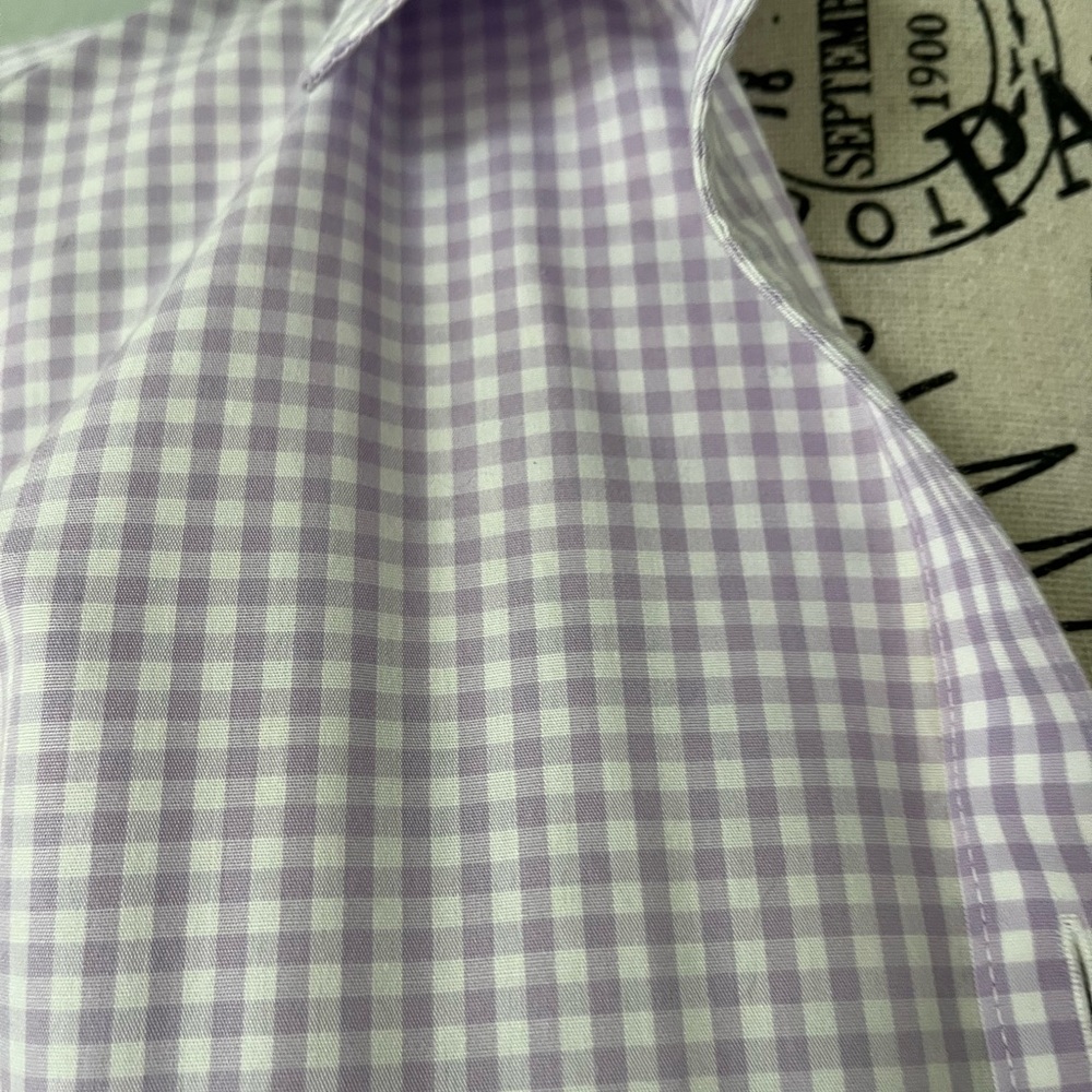 Brooks Bros. Purple Gingham Fitted Buttoni-Up Shirt - Picture 5 of 8